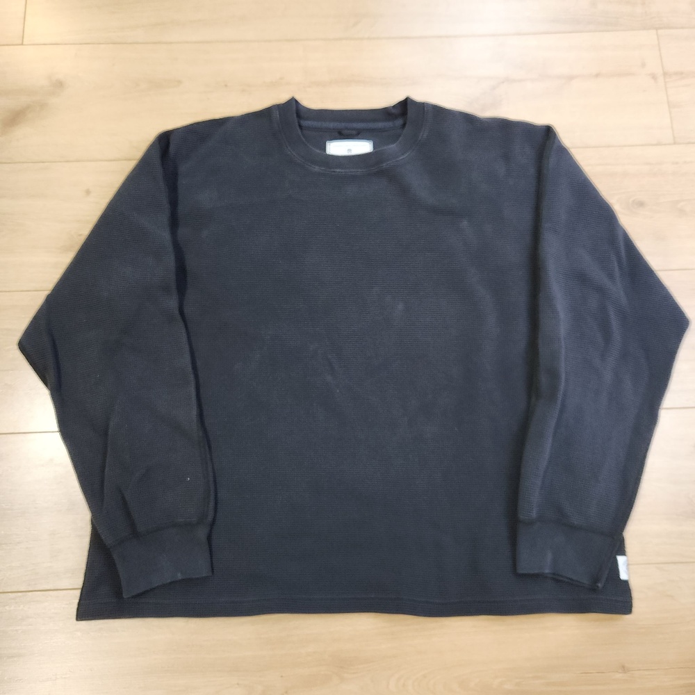 Reigning Champ Sweatshirt Mens XL Navy Waffle Knit Cotton Crewneck Pullover